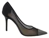 Jimmy Choo Elegant Black Mesh Crystal Pumps In Black