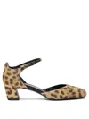 Jimmy Choo Elegant Mini Mary Jane Pumps With Rhinestone Buckle In Animal Print