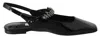 Jimmy Choo Elegant Patent Flats With Crystal Women's Accent In Black