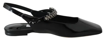 Jimmy Choo Elegant Patent Flats With Crystal Women's Accent In Black