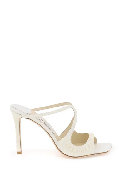 Jimmy Choo Elegant White Pearl Flat Sandals For Women