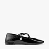 Jimmy Choo Eleri Collapsible-heel Embellished Patent-leather Ballet Flats In Black