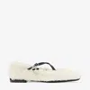 Jimmy Choo Shearling Cross-strap Ballerina Flats In White