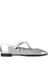 Jimmy Choo Eleri Glitter-leather Ballet Flats In Metallic