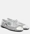 Jimmy Choo Eleri Glitter Leather Ballet Flats In Silver