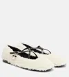 Jimmy Choo Shearling Cross-strap Ballerina Flats In White