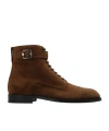 Jimmy Choo Finnion Lace-up Suede Boots In Brown