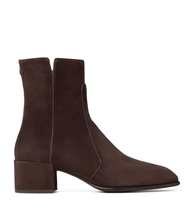 Jimmy Choo Eliot 45 Suede Ankle Boots In White