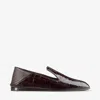 Jimmy Choo Elliot Croc-embossed Leather Slippers In Brown