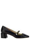 Jimmy Choo 'elisa 45' Black Pumps With Pearl Detail In Black