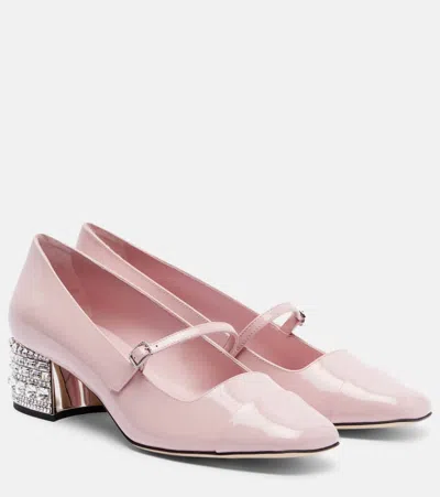 Jimmy Choo Elisa 45 Embellished Patent Leather Pumps In Pink