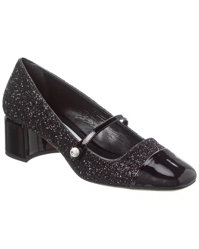 Jimmy Choo Elisa 45 Glitter & Leather Pump In Black