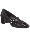 Jimmy Choo Glittered Leather Pearl Square Pumps In Black