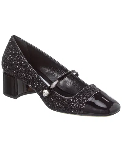 Jimmy Choo Elisa 45 Glitter & Leather Pump In Black