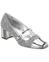 Jimmy Choo Glitter Mary Jane Pumps With Metallic Accents In Silver