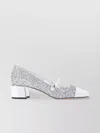 Jimmy Choo Elisa 45 Glitter Block Heel Pumps In White