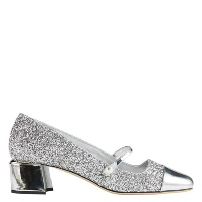 Jimmy Choo Elisa 45 Glitter Pumps In Silver