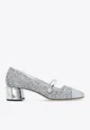 Jimmy Choo Glitter Mary Jane Pumps With Metallic Accents