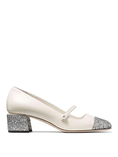 Jimmy Choo Elisa 45 Glittered Leather Pumps In Plata