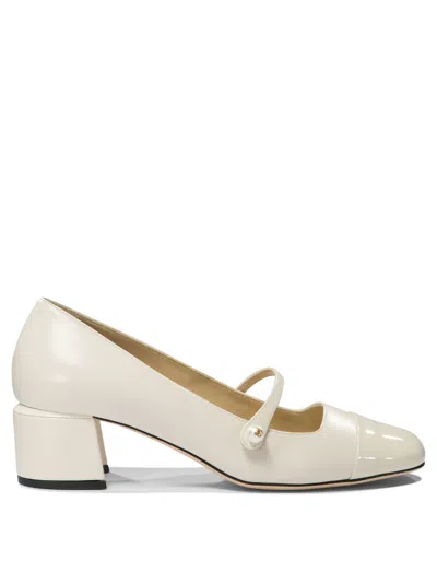Jimmy Choo Elisa 45 Leather & Patent Pump In White