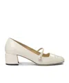 Jimmy Choo Elisa Woven Patent Mary Jane Ballerina Pumps In Nude