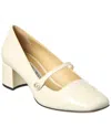 Jimmy Choo Elisa Woven Patent Mary Jane Ballerina Pumps In White