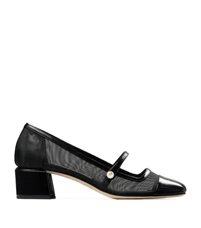JIMMY CHOO ELISA 45 LEATHER MARY JANE HEELED PUMPS