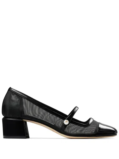 Jimmy Choo 45mm Elisa Mesh Mary Jane Pumps In Black