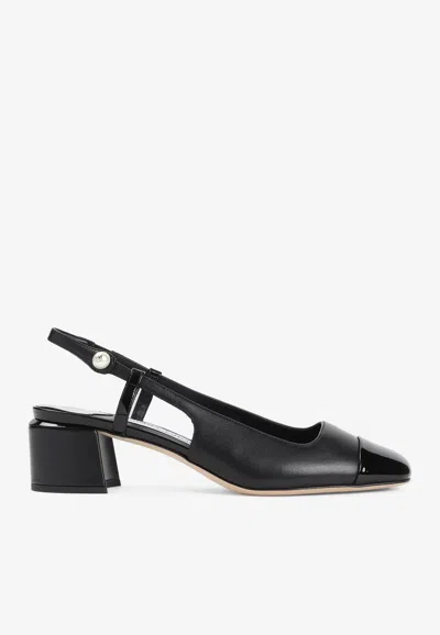 Jimmy Choo Elisa 45 Leather Slingback Pumps In Black