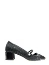 Jimmy Choo Glittered Leather Pearl Square Pumps