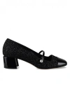 Jimmy Choo Glittered Leather Pearl Square Pumps