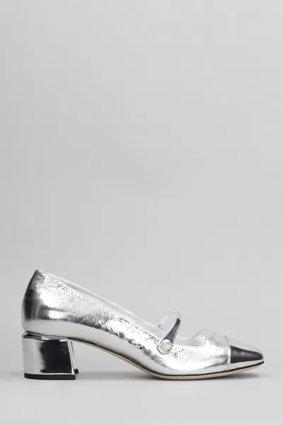 JIMMY CHOO ELISA 45 PUMPS IN SILVER LEATHER