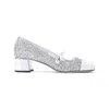 Jimmy Choo Glitter Mary Jane Pumps With Metallic Accents In Silver