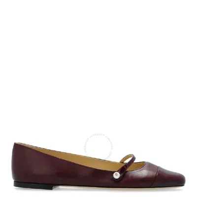 Jimmy Choo Elisa Ballerina Leather Flats In Brown