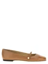 Jimmy Choo Elisa Nappa Leather Ballet Flats In Beige