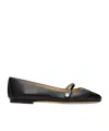 Jimmy Choo Elisa Black Nappa And Patent Leather Flats In Black