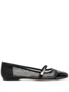 Jimmy Choo Elisa Womens Patent Trim Leather Mary Janes In Black