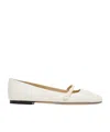 Jimmy Choo White Leather Ballerina Flats In White