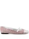 Jimmy Choo Elisa Leather-trimmed Glitter Ballet Flats In Pink
