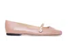 Jimmy Choo Strap Mary Jane Leather Ballet Flats In Powder