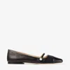 Jimmy Choo Elisa Black Nappa And Patent Leather Flats In Black