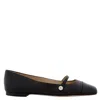 Jimmy Choo Elisa Black Nappa And Patent Leather Flats In Black