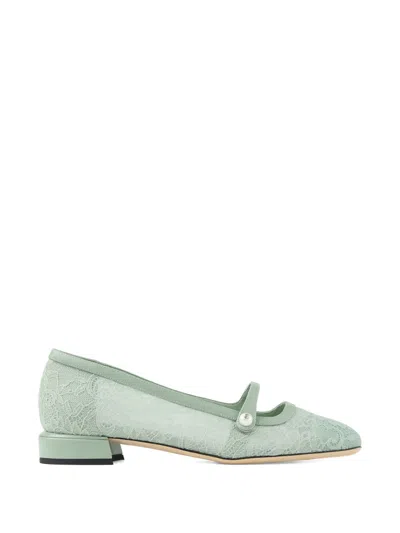 Jimmy Choo Elisa Lace Pearl Ballet Flat In Green