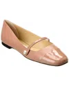 Jimmy Choo Elisa Leather & Patent Flat In Neutral