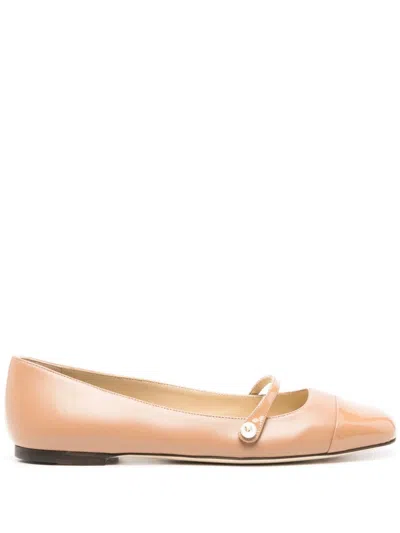 JIMMY CHOO ELISA LEATHER BALLERINA SHOES