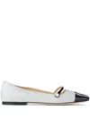 Jimmy Choo Elisa Glittered And Patent-leather Mary Jane Ballet Flats In Silver