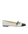 Jimmy Choo Elisa Leather Ballerina Shoes In White