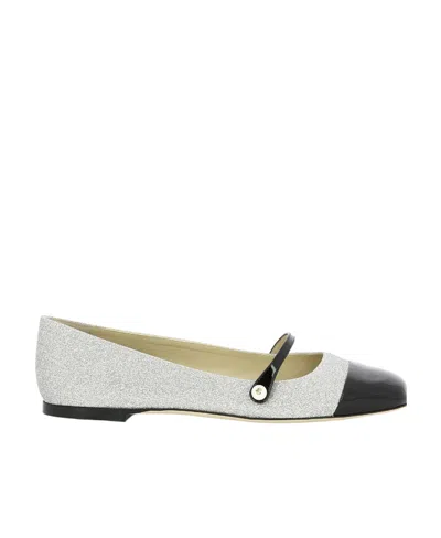 Jimmy Choo Elisa Leather Ballerina Shoes In White