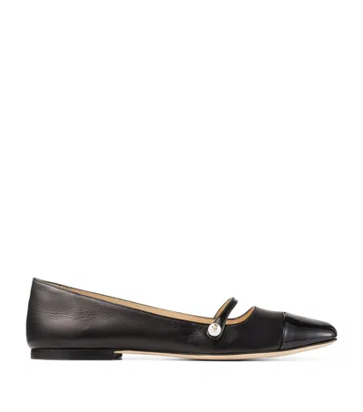 Jimmy Choo Elisa Black Nappa And Patent Leather Flats