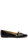Jimmy Choo Elegant Ballerina Flat Shoes With Patent And Nappa Leather Detailing In Black